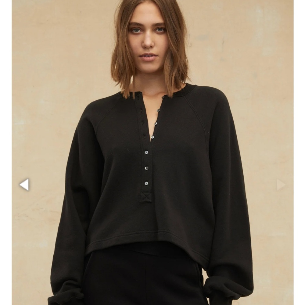 Marissa Webb Black Henley Sweater Top